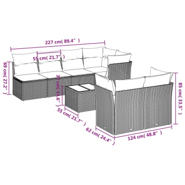Set mobilier de grădină cu perne, 8 piese, negru, poliratan - Img 3