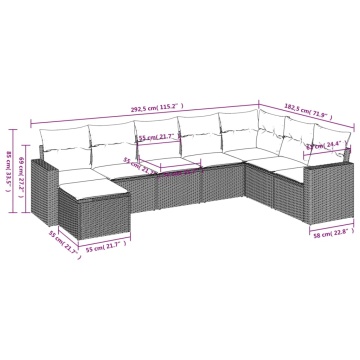 Set mobilier de grădină cu perne, 8 piese, negru, poliratan - Img 3