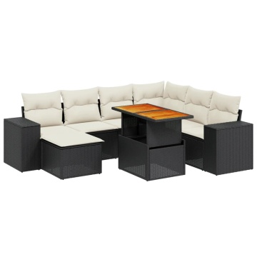 Set mobilier de grădină cu perne, 8 piese, negru, poliratan - Img 2