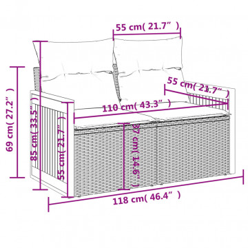Set mobilier de grădină cu perne, 8 piese, negru, poliratan - Img 7