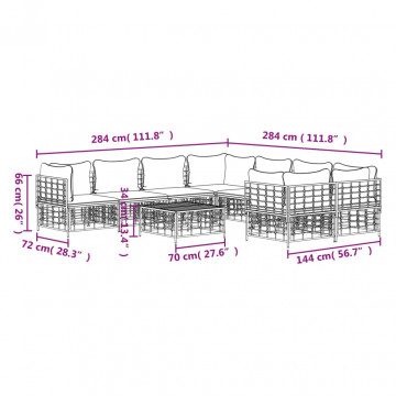 Set mobilier de grădină cu perne, 9 piese, antracit, poliratan - Img 6