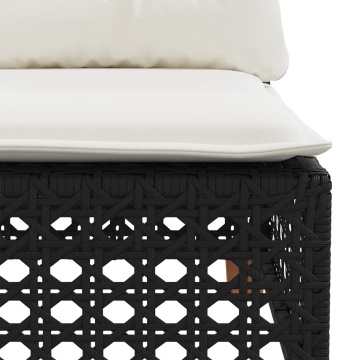 Set mobilier de grădină cu perne, 9 piese, negru, poliratan - Img 6