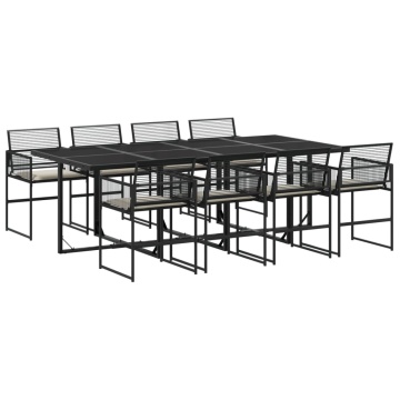 Set mobilier de grădină cu perne, 9 piese, negru, poliratan - Img 2