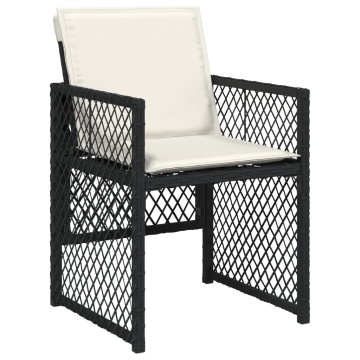 Set mobilier de grădină cu perne, 9 piese, negru, poliratan - Img 4