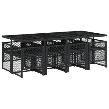 Set mobilier de grădină cu perne, 9 piese, negru, poliratan - Img 8