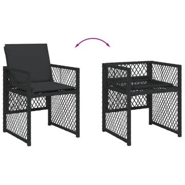 Set mobilier de grădină cu perne, 9 piese, negru, poliratan - Img 5
