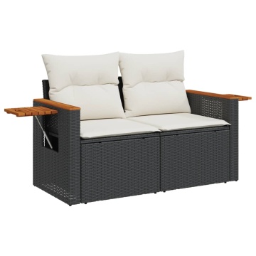 Set mobilier de grădină cu perne, 9 piese, negru, poliratan - Img 6