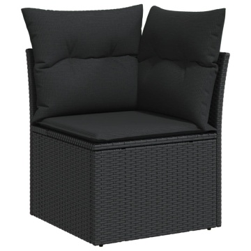 Set mobilier de grădină cu perne, 9 piese, negru, poliratan - Img 4
