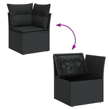 Set mobilier de grădină cu perne, 9 piese, negru, poliratan - Img 5