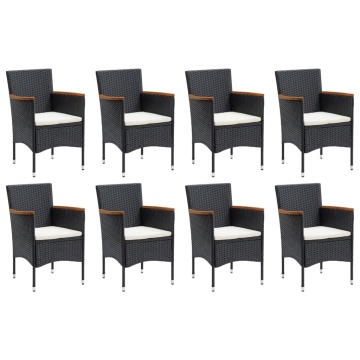 Set mobilier de grădină cu perne, 9 piese, negru, poliratan - Img 3