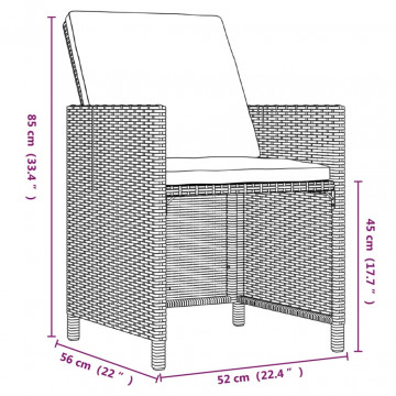 Set mobilier de grădină cu perne, 9 piese, negru, poliratan - Img 7