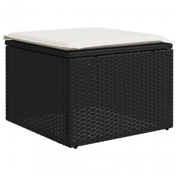 Set mobilier de grădină cu perne, 9 piese, negru, poliratan - Img 6