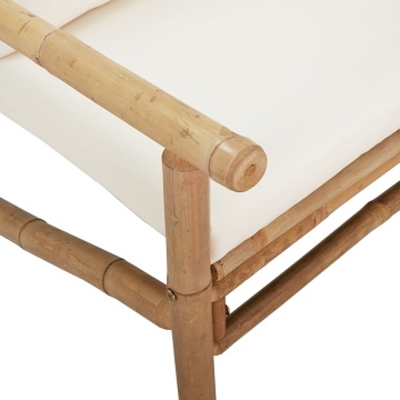 Set mobilier de grădină, cu perne alb crem, 3 piese, bambus - Img 5