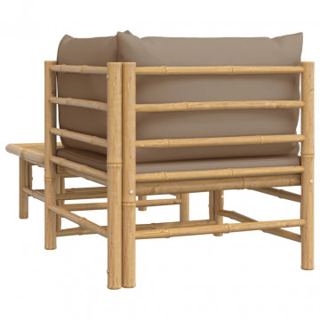 Set mobilier de grădină cu perne gri taupe, 2 piese, bambus - Img 8