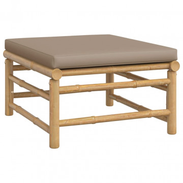 Set mobilier de grădină cu perne gri taupe, 4 piese, bambus - Img 5