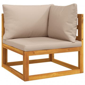 Set mobilier de grădină cu perne gri taupe, 5 piese, lemn masiv - Img 4