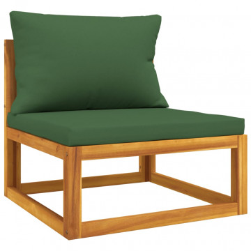 Set mobilier de grădină cu perne verzi, 5 piese, lemn masiv - Img 8