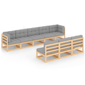 Set mobilier de grădină din 8 piese, lemn masiv de pin - Img 2