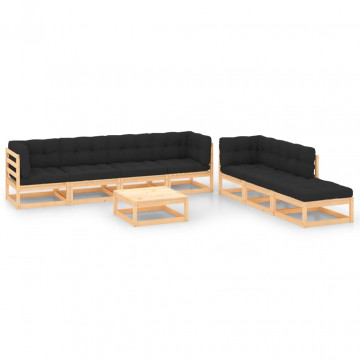 Set mobilier de grădină din 8 piese, lemn masiv de pin - Img 1
