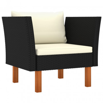 Set mobilier grădină 10 piese negru poliratan & lemn eucalipt - Img 5