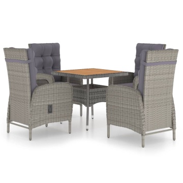 Set mobilier grădină, 5 piese, gri, poliratan, lemn acacia - Img 2