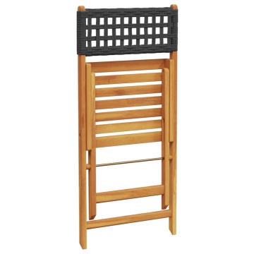 Set mobilier grădină, 5 piese, negru, poliratan și lemn masiv - Img 6