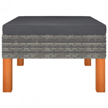 Set mobilier grădină 8 piese gri poliratan/lemn de eucalipt - Img 8