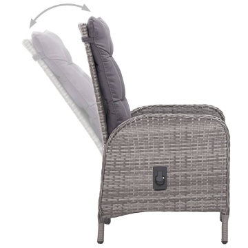 Set mobilier grădină, 9 piese, gri, poliratan și sticlă - Img 5