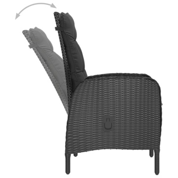 Set mobilier grădină, 9 piese, negru, poliratan, lemn acacia - Img 8