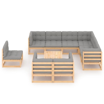 Set mobilier grădină cu perne, 10 piese, lemn masiv de pin - Img 2