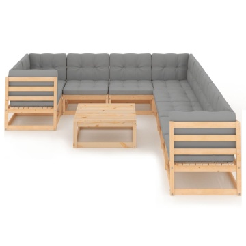 Set mobilier grădină cu perne, 10 piese, lemn masiv de pin - Img 2
