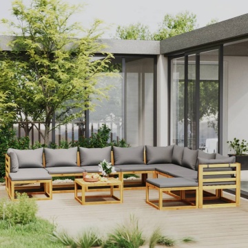 Set mobilier grădină cu perne, 11 piese, lemn masiv de acacia - Img 1