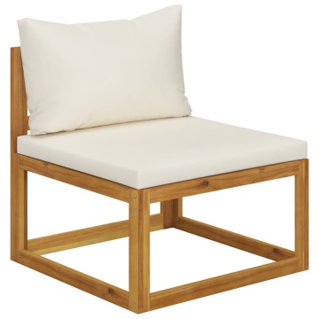 Set mobilier grădină cu perne 12 piese crem, lemn masiv acacia - Img 5