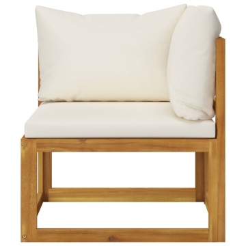 Set mobilier grădină cu perne 12 piese crem, lemn masiv acacia - Img 8