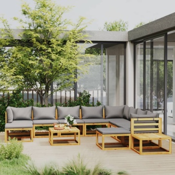Set mobilier grădină cu perne, 12 piese, lemn masiv de acacia - Img 1