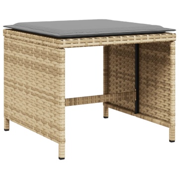 Set mobilier grădină cu perne, 15 piese, bej combinat poliratan - Img 5