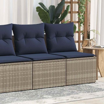 Set mobilier grădină cu perne 2 piese gri poliratan/lemn acacia - Img 1