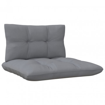 Set mobilier grădină cu perne, 3 piese, gri, lemn masiv pin - Img 6