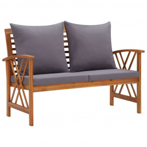 Set mobilier grădină cu perne, 3 piese, lemn masiv de acacia - Img 5
