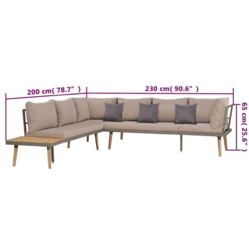 Set mobilier grădină cu perne, 4 piese, maro, lemn acacia - Img 6