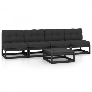 Set mobilier grădină cu perne, 5 piese, lemn masiv pin - Img 2