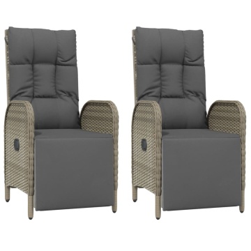 Set mobilier grădină cu perne, 5 piese, negru și gri, poliratan - Img 4