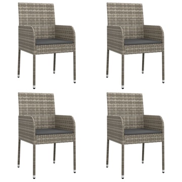 Set mobilier grădină cu perne, 5 piese, negru și gri, poliratan - Img 4