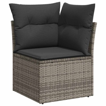 Set mobilier grădină cu perne 6 piese gri poliratan/lemn acacia - Img 5