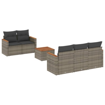 Set mobilier grădină cu perne, 6 piese, gri, poliratan - Img 2