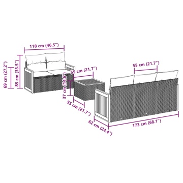 Set mobilier grădină cu perne, 6 piese, gri, poliratan - Img 6