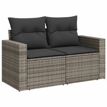 Set mobilier grădină cu perne, 6 piese, gri, poliratan - Img 4