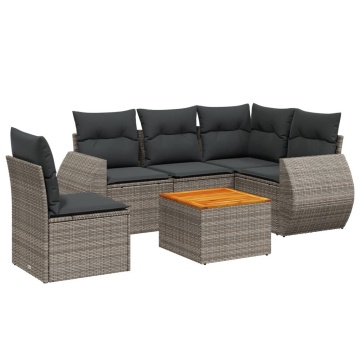 Set mobilier grădină cu perne, 6 piese, gri, poliratan - Img 2