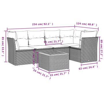 Set mobilier grădină cu perne, 6 piese, gri, poliratan - Img 3