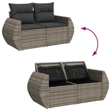 Set mobilier grădină cu perne, 6 piese, gri, poliratan - Img 7